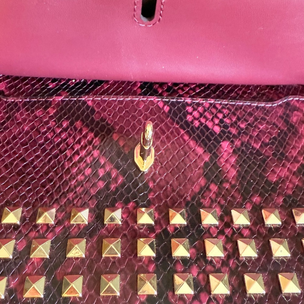 Michael Kors Burgundy and Gold Studded Crossbody Bag - Picture 8 of 9